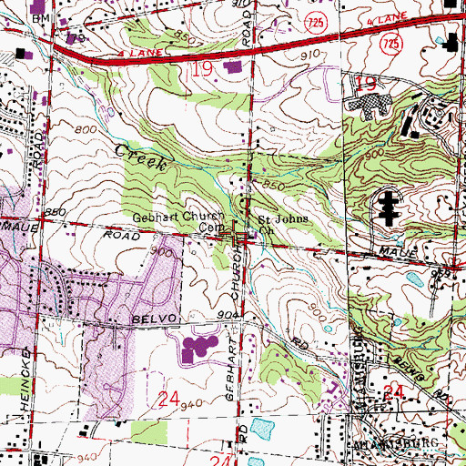 Topographic Map of Gebhart Church Cemetery, OH