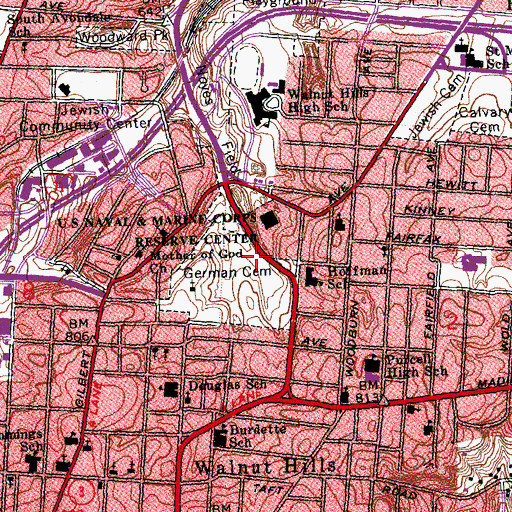 Topographic Map of German Cemetery, OH