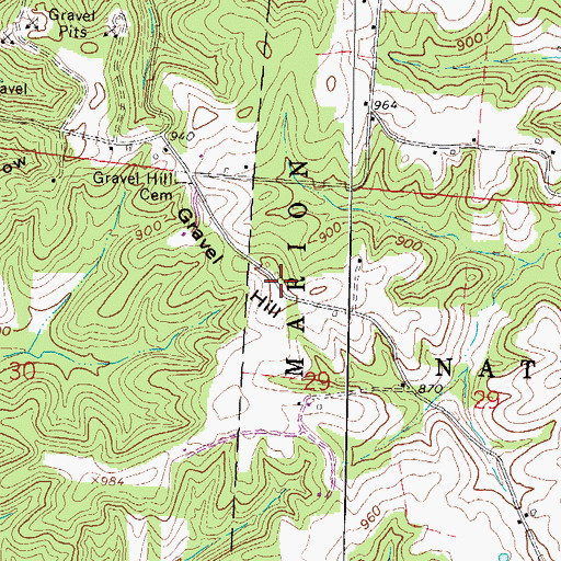 Topographic Map of Gravel Hill, OH