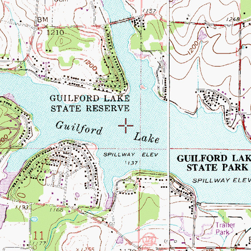 Topographic Map of Guilford Lake State Park, OH
