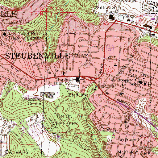 Topographic Map of Harding Middle School, OH
