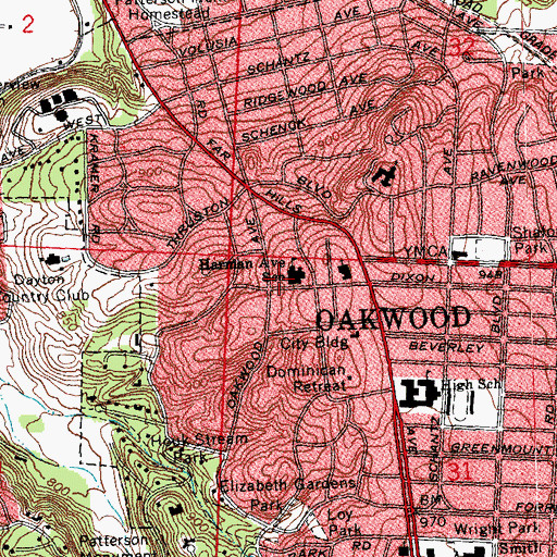 Topographic Map of Harman Avenue School, OH