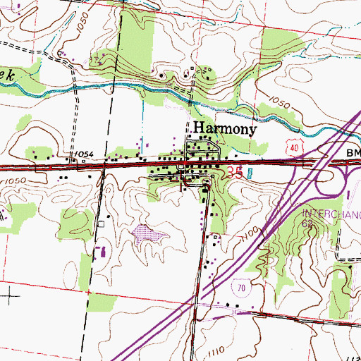 Topographic Map of Harmony, OH