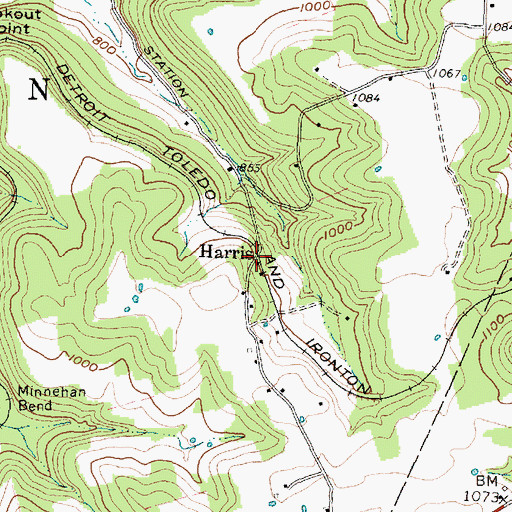Topographic Map of Harris, OH