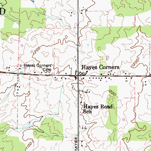 Topographic Map of Hayes Corners, OH