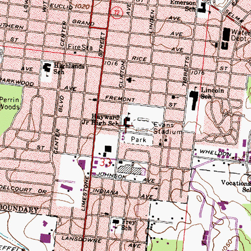 Topographic Map of Hayward Middle School, OH