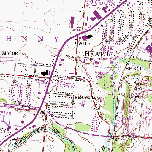 Topographic Map of Heath, OH