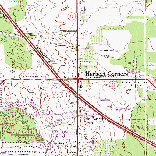 Topographic Map of Herbert Corners, OH