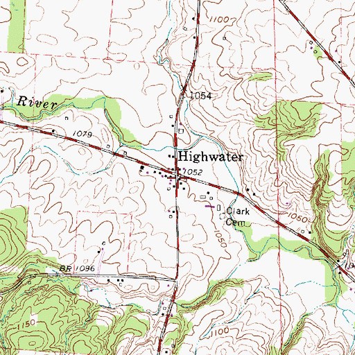 Topographic Map of Highwater, OH