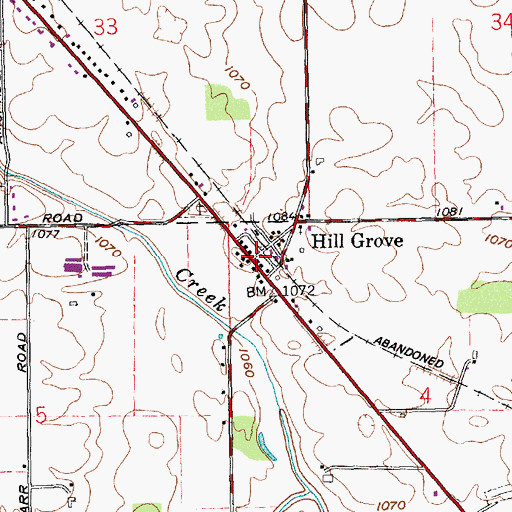 Topographic Map of Hill Grove, OH