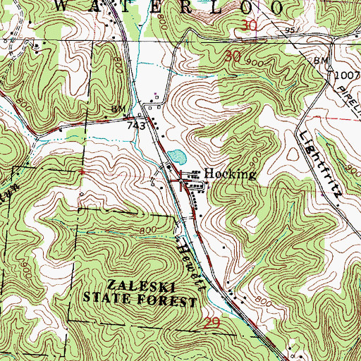 Topographic Map of Hocking, OH