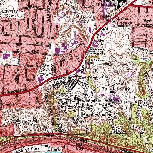 Topographic Map of Marian High School (historical), OH