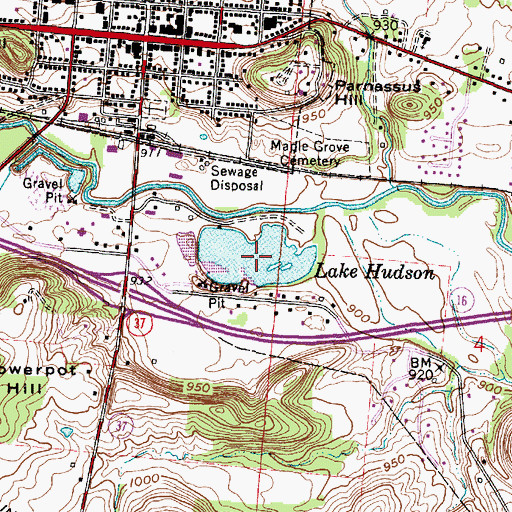 Topographic Map of Lake Hudson, OH