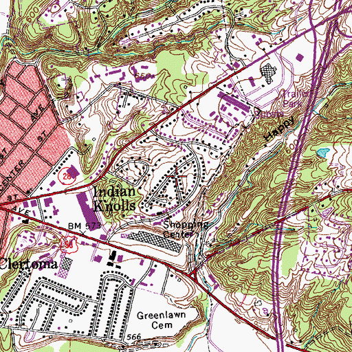 Topographic Map of Indian Knolls, OH
