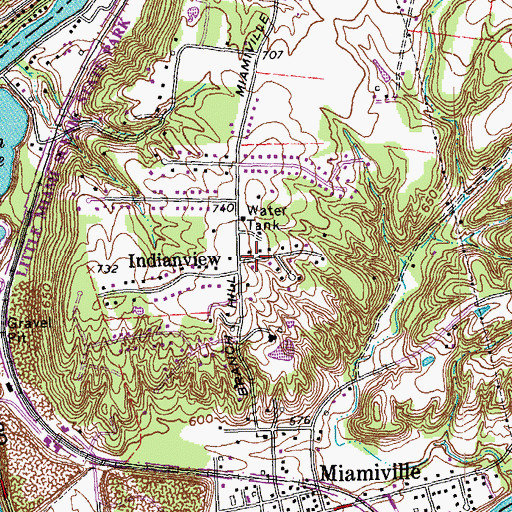 Topographic Map of Indianview, OH