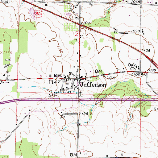 Topographic Map of Jefferson, OH