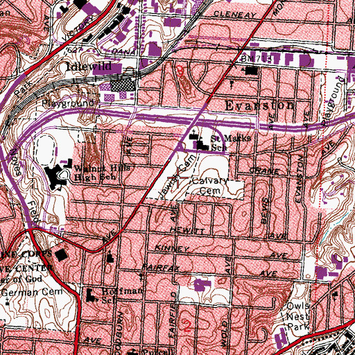 Topographic Map of Jewish Cemetery, OH