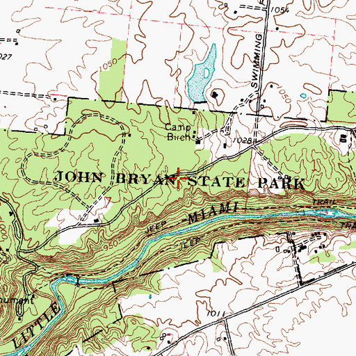 Topographic Map of John Bryan State Park, OH