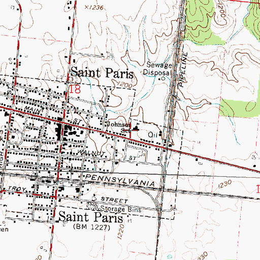 Topographic Map of Johnson School, OH
