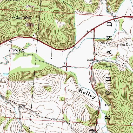Topographic Map of Kelley Branch, OH