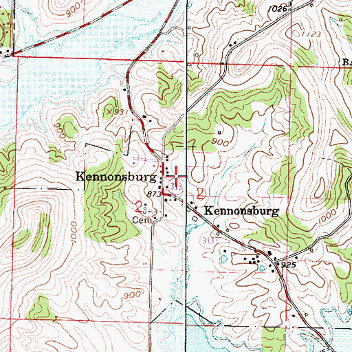 Topographic Map of Kennonsburg, OH