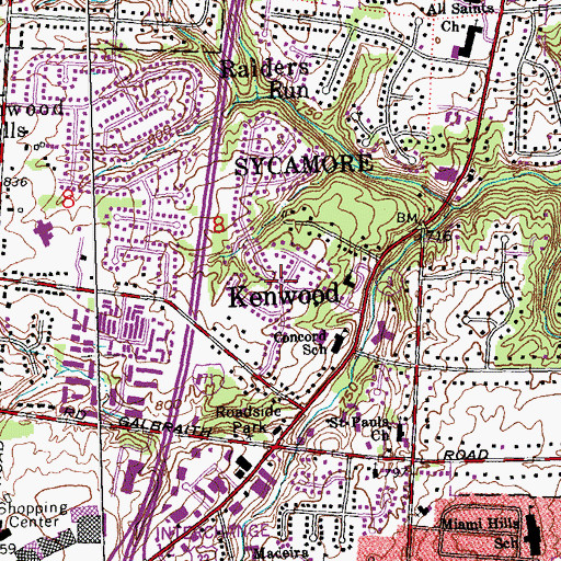 Topographic Map of Kenwood, OH