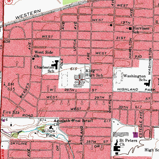 Topographic Map of King High School, OH