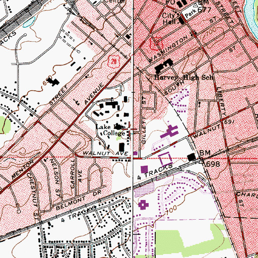 Topographic Map of Lake Erie College, OH
