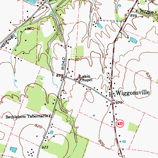 Topographic Map of Lakin Chapel United Methodist Church, OH