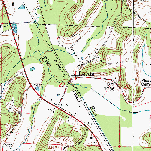 Topographic Map of Leyda, OH