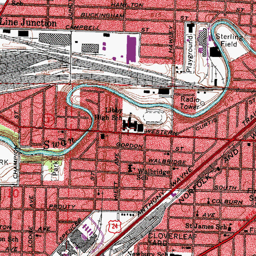 Topographic Map of Libbey High School (historical), OH