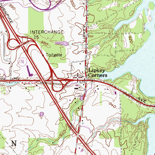 Topographic Map of Lipkey Corners, OH