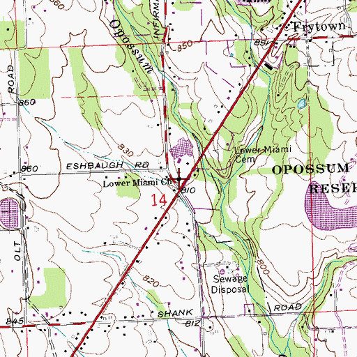Topographic Map of Lower Miami Church, OH