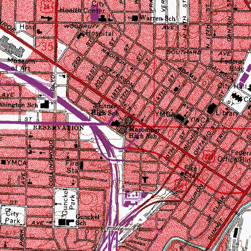 Topographic Map of Macomber-Whitney High School (historical), OH