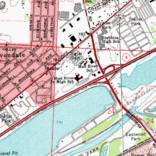 Topographic Map of Mad River Middle School, OH