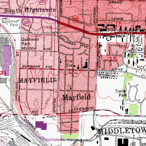 Topographic Map of Mayfield, OH