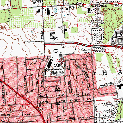 Topographic Map of Meadowdale High School for Cultural Studies/International Baccalaureate, OH
