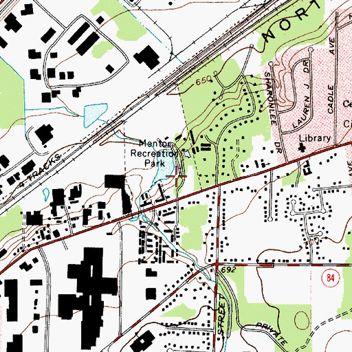 Topographic Map of Mentor Recreation Park, OH