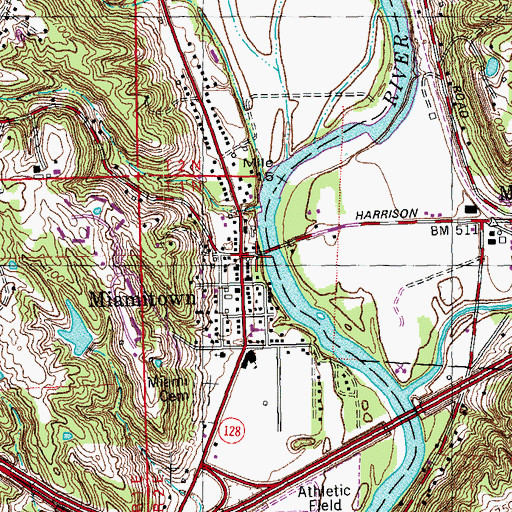 Topographic Map of Miamitown, OH