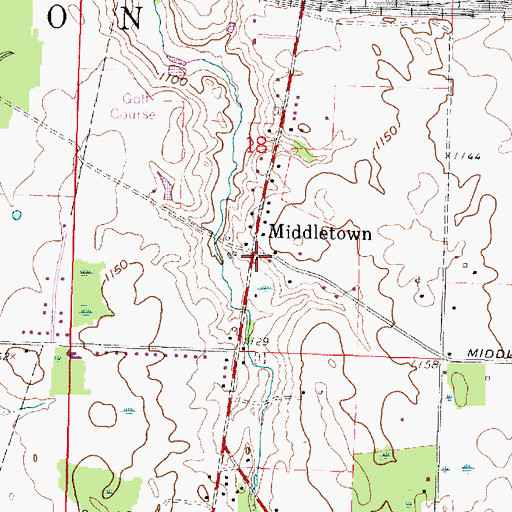 Topographic Map of Middletown, OH