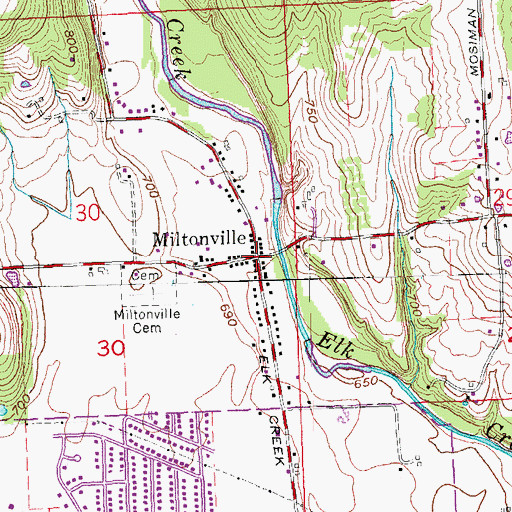 Topographic Map of Miltonville, OH
