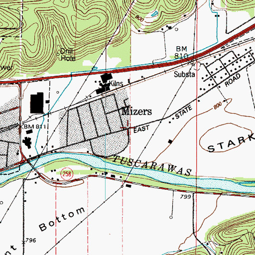 Topographic Map of Mizers, OH