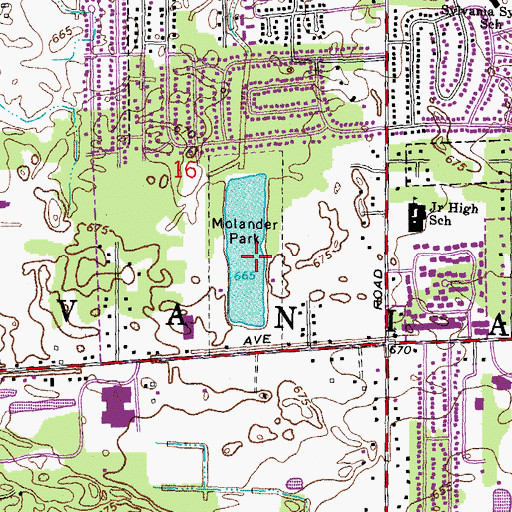 Topographic Map of Molander Park, OH