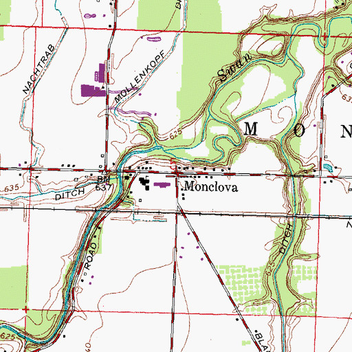 Topographic Map of Monclova, OH