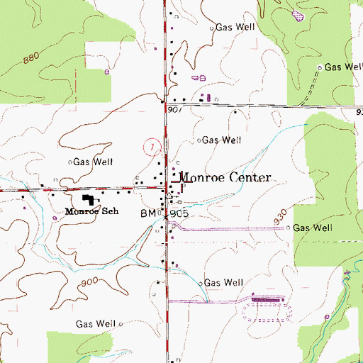 Topographic Map of Monroe Center, OH