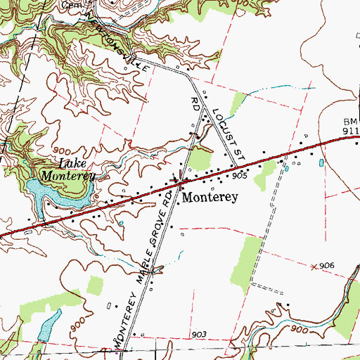 Topographic Map of Monterey, OH