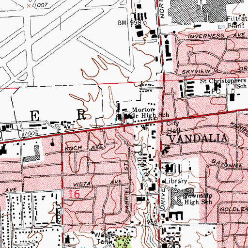 Topographic Map of Morton Middle School, OH