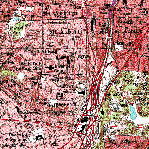 Topographic Map of Mount Auburn, OH