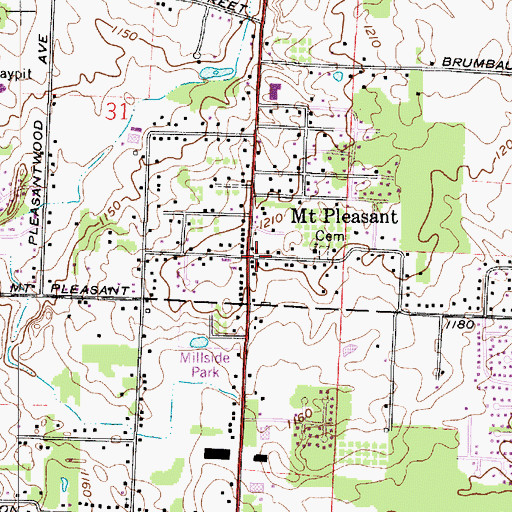 Topographic Map of Mount Pleasant, OH
