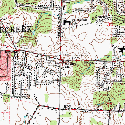 Topographic Map of Mount Zion Church, OH